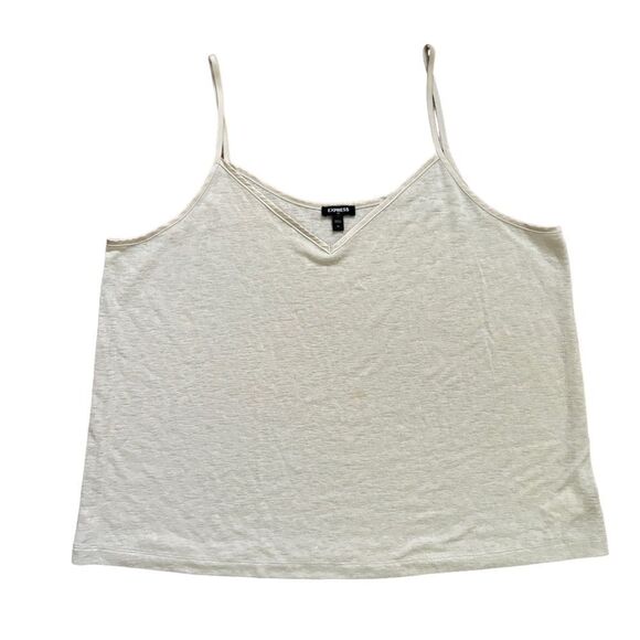 Express Basic Oatmeal Cream Spaghetti Strap Tank Top Size XLarge  NWOT 8 0365 - Picture 2 of 4